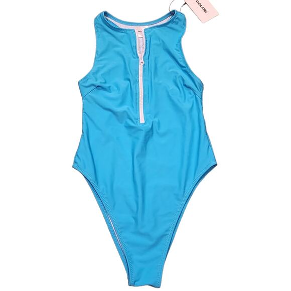 Goldie Blue Racerback One Piece Swimsuit Size Small - Picture 1 of 9